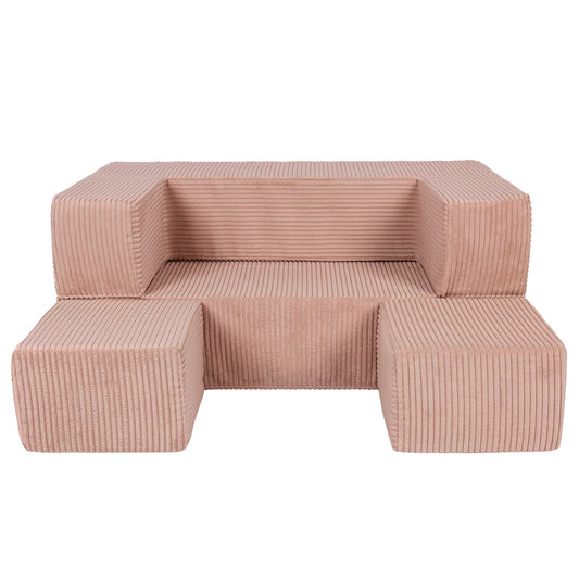 MeowBaby® Soft Velvet Cube Sofa - Powder Pink