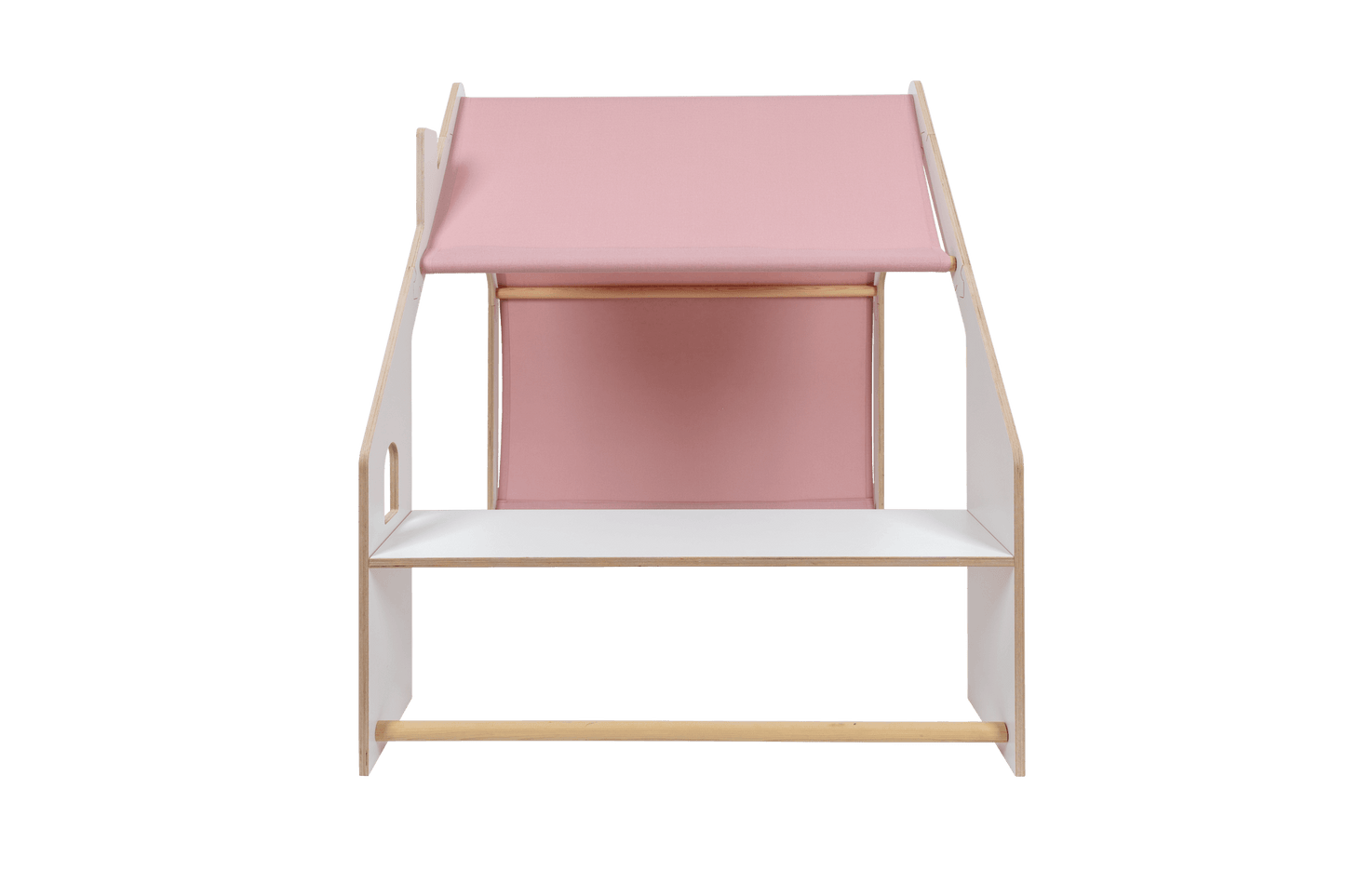 MeowBaby® White Wooden House for Kids - Pink Roof