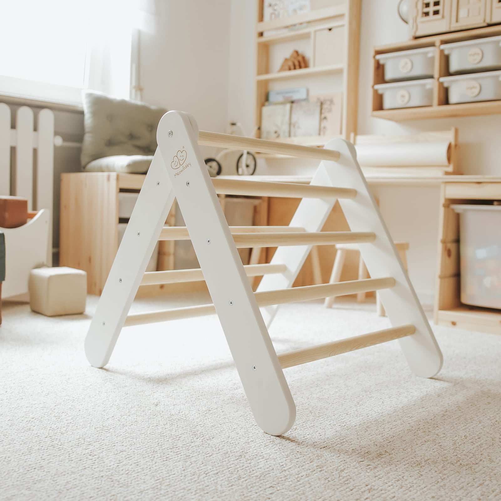 Large Wooden Pikler Ladder - White