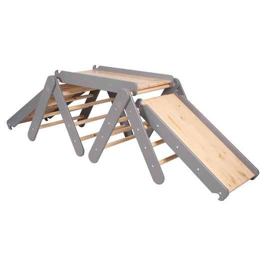 Climbing Triangle With Slide and Climbing Frame - Grey